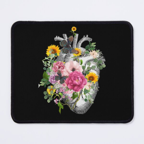 Item preview, Bloom Floral Heart Human Anatomy pink roses and sunflower watercolor designed and sold by Collagedream.