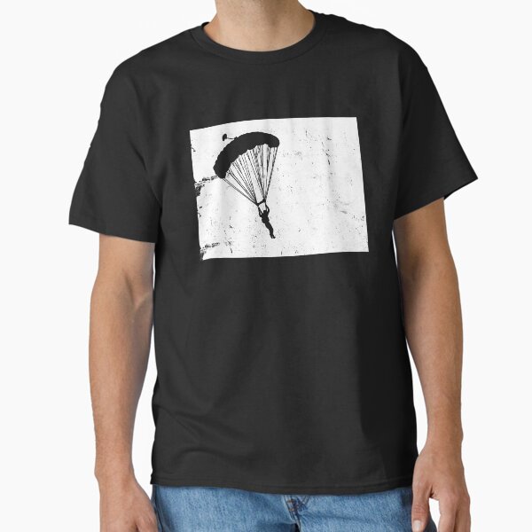 Aperçu de l'œuvre Colorado Parachutisme Parachute Silhouette Parachutiste Design Vintage créée et vendue par RealPilotDesign.