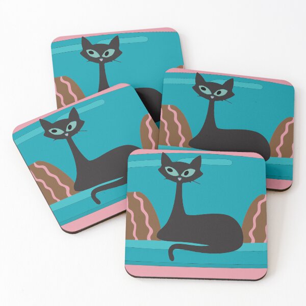 Item preview, Mid Century Cat Relaxing on a Retro Sofa designed and sold by LisWilliams.
