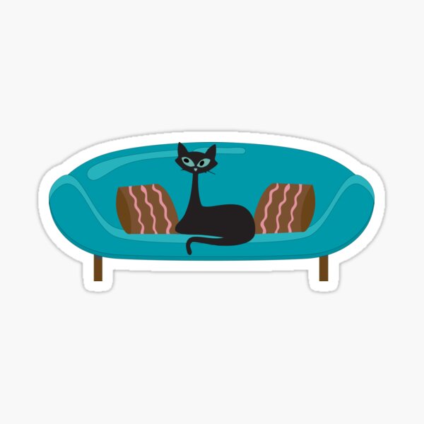 Item preview, Mid Century Cat Relaxing on a Retro Sofa designed and sold by LisWilliams.