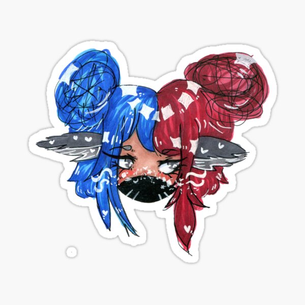 Red & Blue Mask Grrrl Sticker