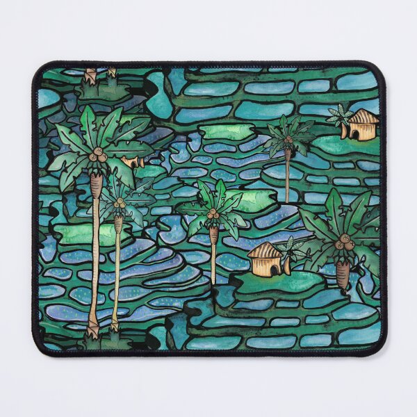 Item preview, Bali. paddy field. hand drawn pattern, earthy, bali, landscape, rice, watercolor, green blue designed and sold by Soulape.
