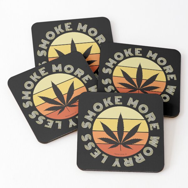 Item preview, Retro Vintage Sunset Orange Pot leaf-Smoke more worry less  designed and sold by YomeHayin.