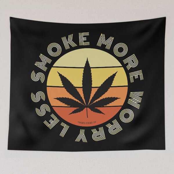 Item preview, Retro Vintage Sunset Orange Pot leaf-Smoke more worry less  designed and sold by YomeHayin.