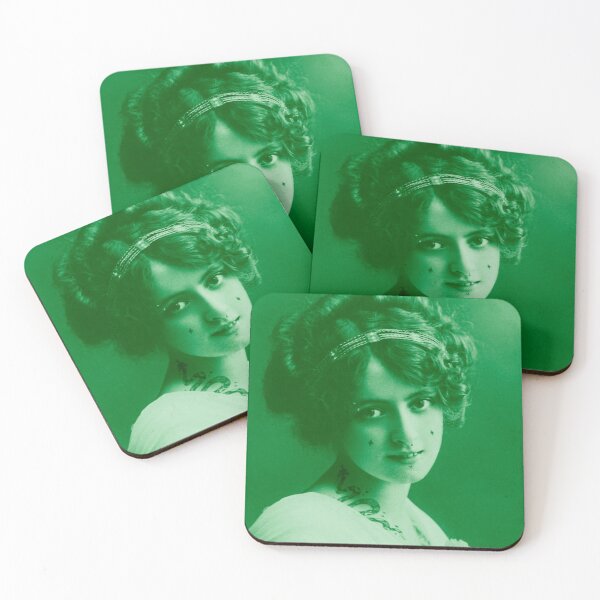 Item preview, Vintage Tattooed Tatts Piercings Pierced Retro Girl Green Tint designed and sold by Bill Herrin.