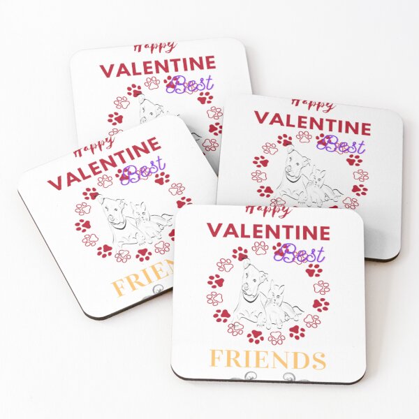 Item preview, happy valentines best Friends cat & dog, cute pets picture for cat and dog lovers designed and sold by Nicedeco.