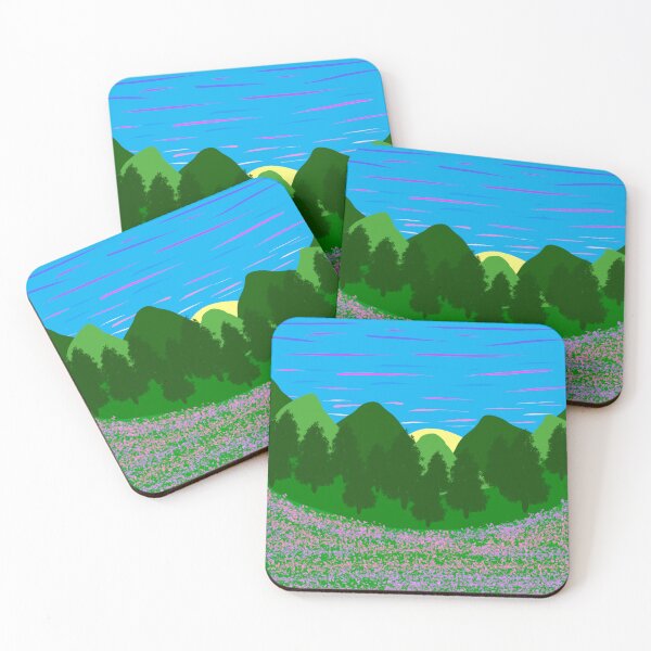 Item preview, Forest and Flowers Sunset, Original Hand Drawn Artwork designed and sold by MamaSweetea.