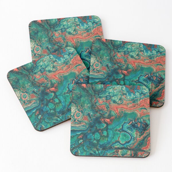 Item preview, Marble blue teal turquoise green pink abstract pattern designed and sold by cutecrazytshirt.