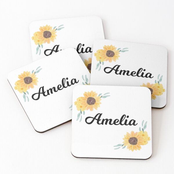 Artikelvorschau, Amelia - Name mit Sonnenblume entworfen und verkauft von Just  Names.