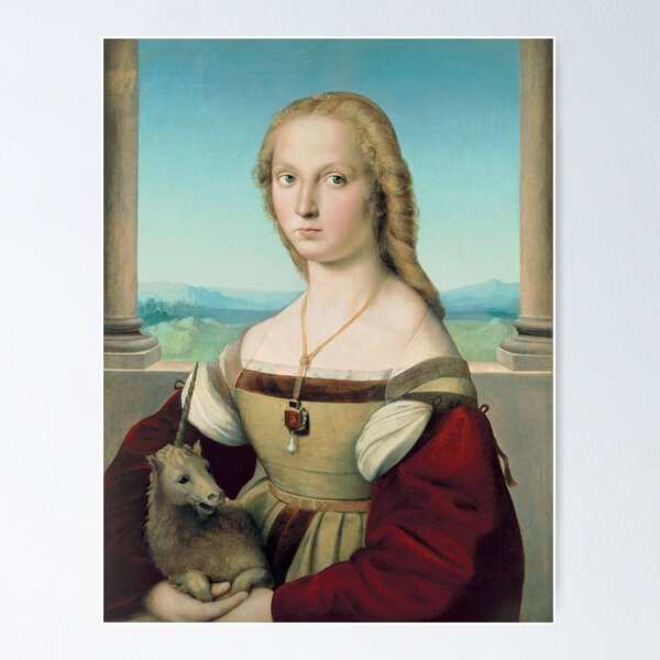 Item preview, Medieval Baby Unicorn & Woman Tapestry / Painting designed and sold by Epitome Girl.