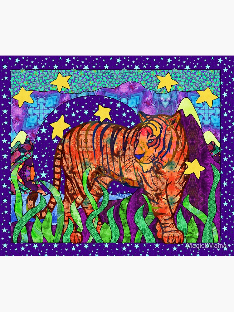 Thumbnail 3 of 3, Sticker, Tiger Dreaming designed and sold by MagickMama.