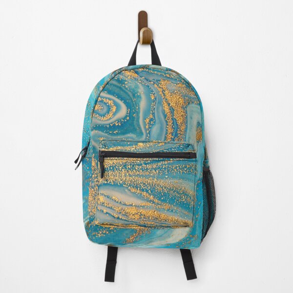 Item preview, Abstract turquoise gold glitter marble pattern designed and sold by cutecrazytshirt.