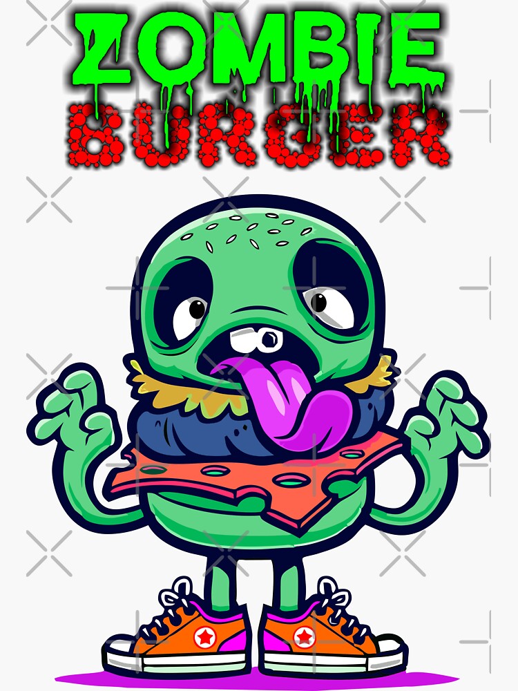 Imagen 3 de 3, Pegatina con la obra amantes de las hamburguesas, diseñada y vendida por FotoLibreStudio.