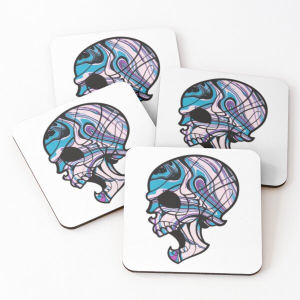 Item preview, Blue and White Marbled Skull designed and sold by BuzzySpaceBee.