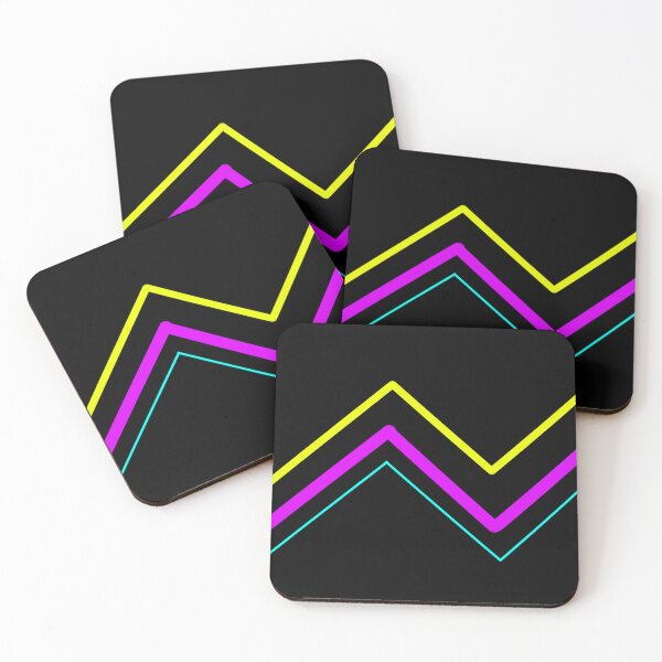Item preview,  Cyan Magenta Yellow retro zigzag lines BLACK designed and sold by C.l S.