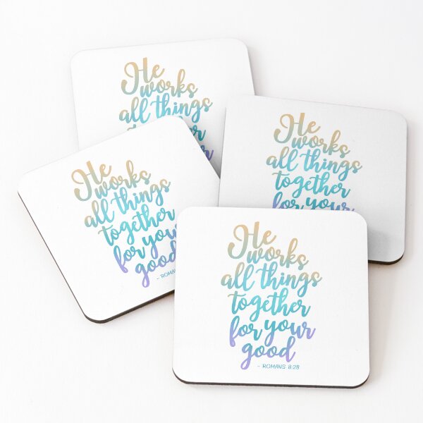 Item preview, Romans 8:28 He Works All Things Together Rainbowed - Teal designed and sold by amazingjoy.