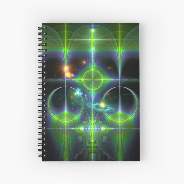 Neon Green Fractal Visionary Art Spiral Notebook