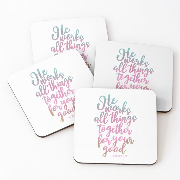 Item preview, Romans 8:28 He Works All Things Together Rainbowed - Pink designed and sold by amazingjoy.