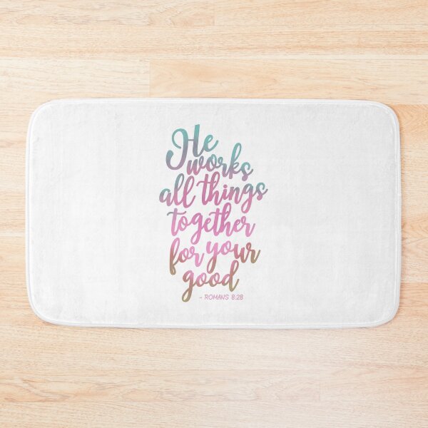 Item preview, Romans 8:28 He Works All Things Together Rainbowed - Pink designed and sold by amazingjoy.