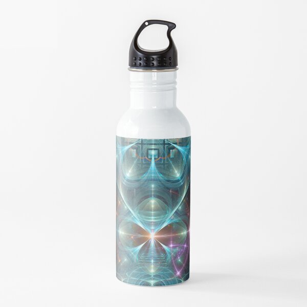Blue Geometric Fractal Portal Water Bottle