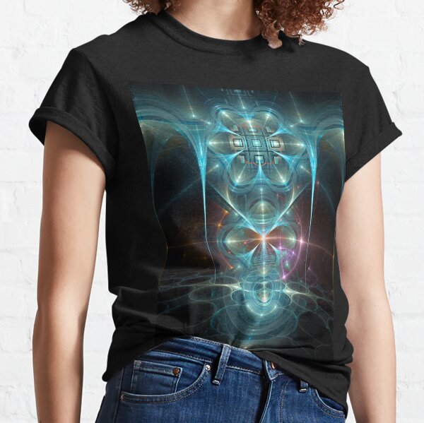 Blue Geometric Fractal Portal Classic T-Shirt