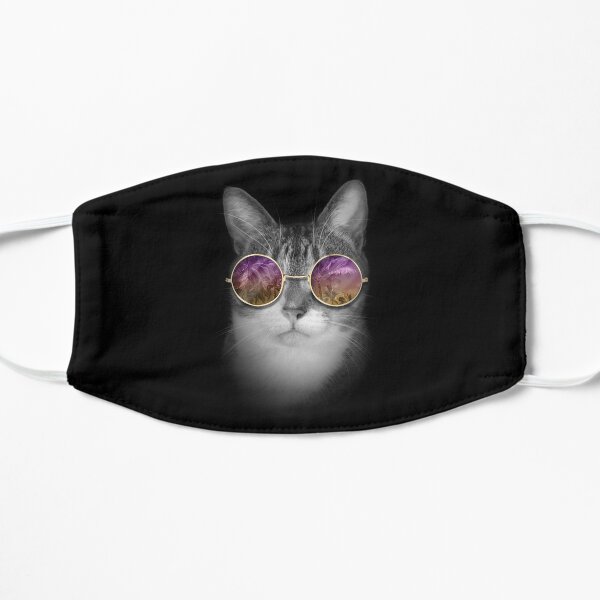 Cats in glasses - aviator Flat Mask