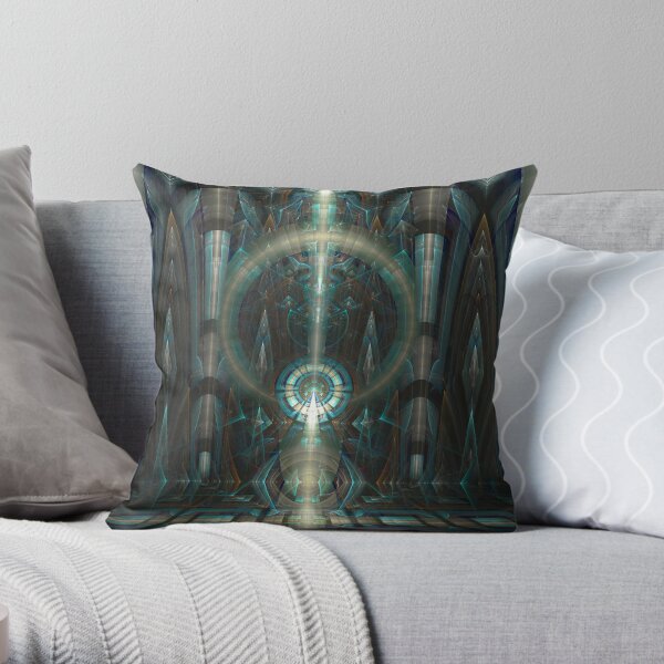 Blue and Brown Celestial Cathedral Throw Pillow