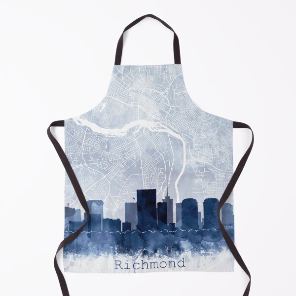 Item preview, Richmond Skyline & Map Watercolor Navy Blue, Print by Zouzounio Art designed and sold by zouzounioart.