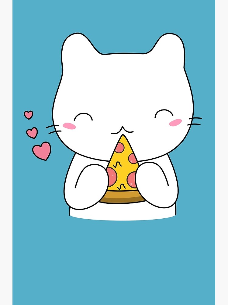 "Cute and Kawaii Pizza Cat" Photographic Print by happinessinatee