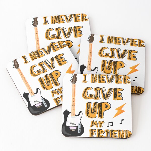 Item preview, Copy of Copy of I WILL NEVER GIVE UP MY FRIEND ROCK ELECTRIC GUITAR orange with black designed and sold by Proud Pro Gifts.