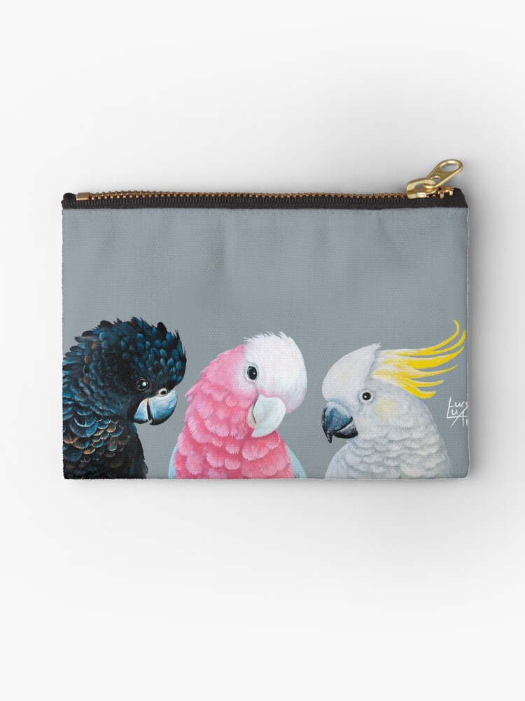 Thumbnail 1 of 4, Zipper Pouch, Cockatoos designed and sold by lucyluart.