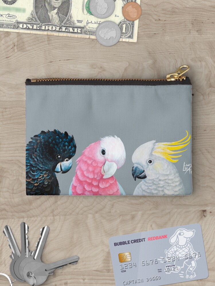 Thumbnail 3 of 4, Zipper Pouch, Cockatoos designed and sold by lucyluart.