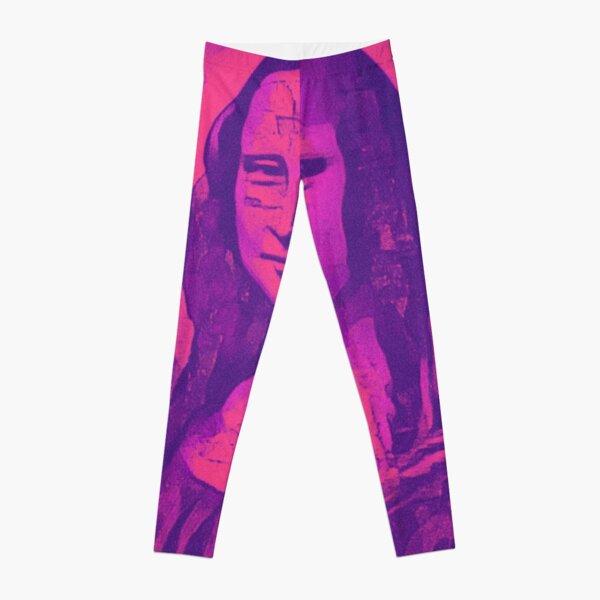 Pop Art - Da Vinci Mona Lisa Purple Yellow (1517) Womens Leggings