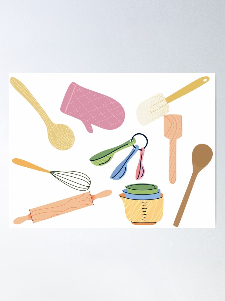 Kitchen Utensils (Green) Art Print for Sale by ArtByDecember