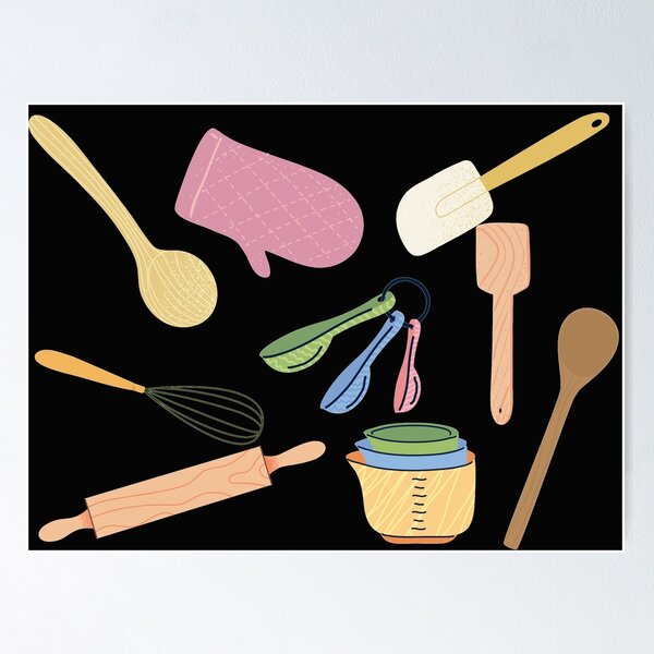 Kitchen Utensils (Green) Poster for Sale by ArtByDecember