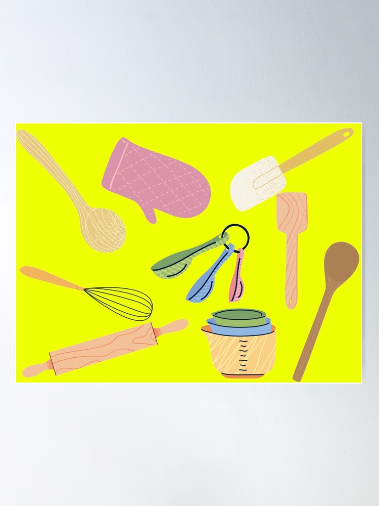 Kitchen Utensils (Yellow) Sticker for Sale by ArtByDecember