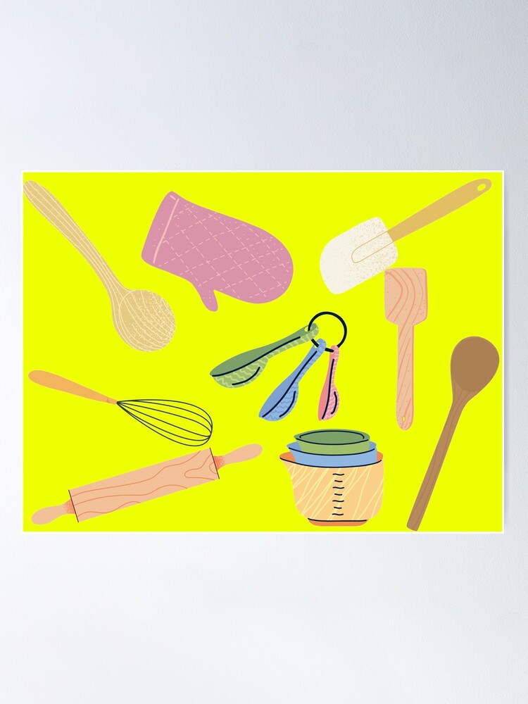 Kitchen Utensils (Green) Art Print for Sale by ArtByDecember