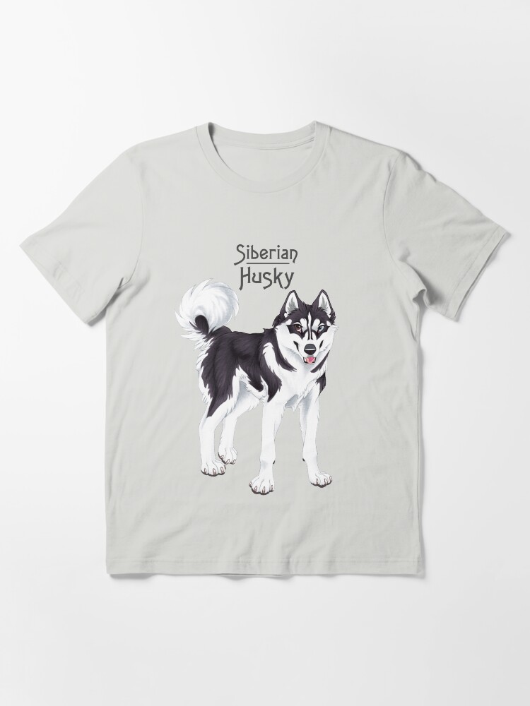 Alternate view of Black Siberian Husky (with text) Essential T-Shirt