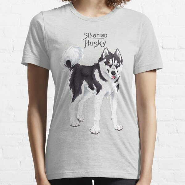 Black Siberian Husky (with text) Essential T-Shirt