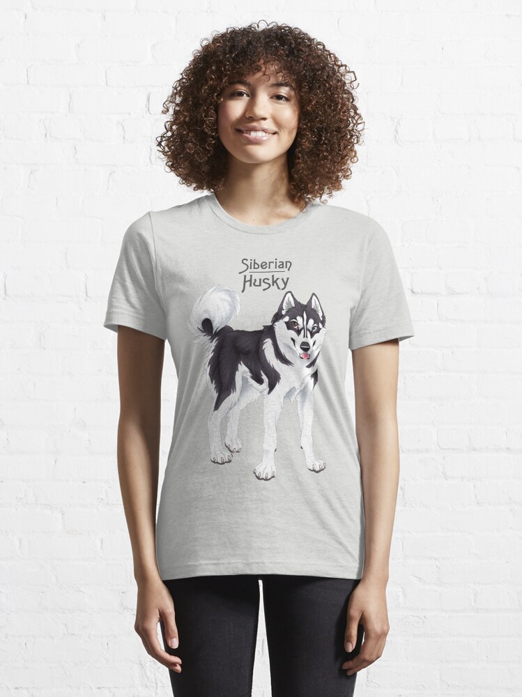 Alternate view of Black Siberian Husky (with text) Essential T-Shirt
