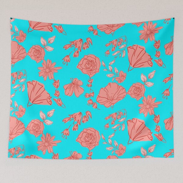 Item preview, Pink Roses And Lilies Floral Blue Version designed and sold by Cora Gregory.