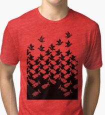 Fish and Birds Art Deco Tessellation Tri-blend T-Shirt