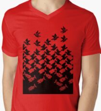 Fish and Birds Art Deco Tessellation Men's V-Neck T-Shirt