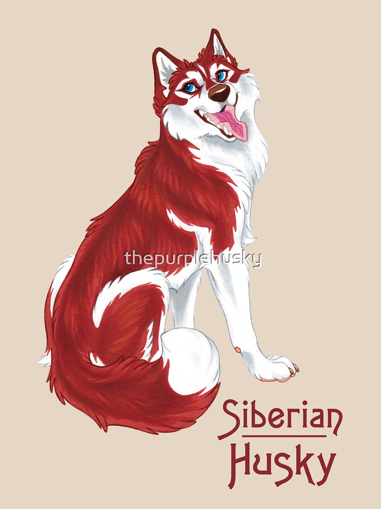 Red Siberian Husky (with text) by thepurplehusky