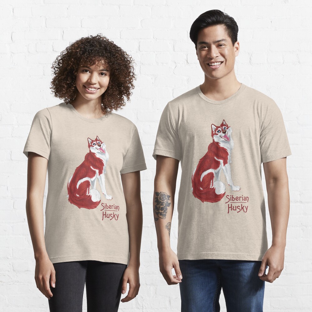 Red Siberian Husky (with text) Essential T-Shirt