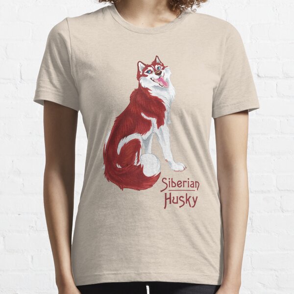 Red Siberian Husky (with text) Essential T-Shirt