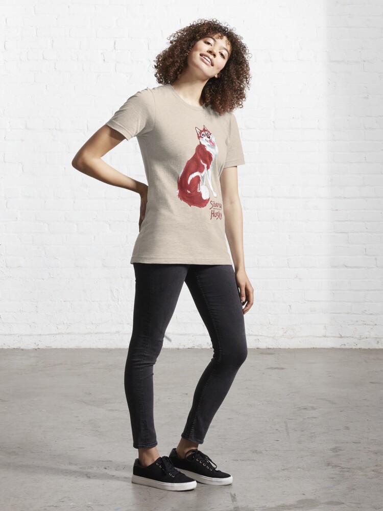 Alternate view of Red Siberian Husky (with text) Essential T-Shirt
