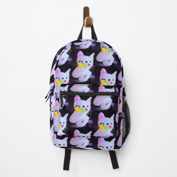 Item preview, Strange Abstract Kawaii White Cat Splash Color Pattern Nightmare Kitten Peep designed and sold by InterpreTees.