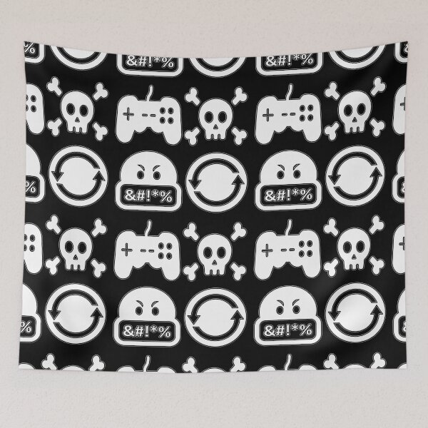 Item preview, Play Die Swear Repeat. Funny gaming meme in B&W designed and sold by AEROSPACE-IND.