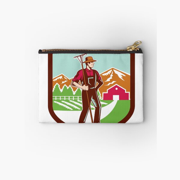 Item preview, Organic Farmer Rake Woodcut Shield Retro designed and sold by patrimonio.